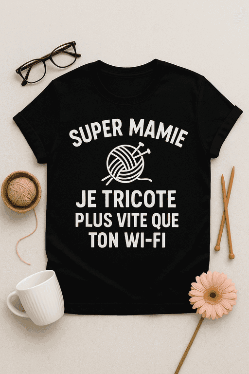T-shirt Super Mamie : Je tricote plus vite que ton Wi-Fi