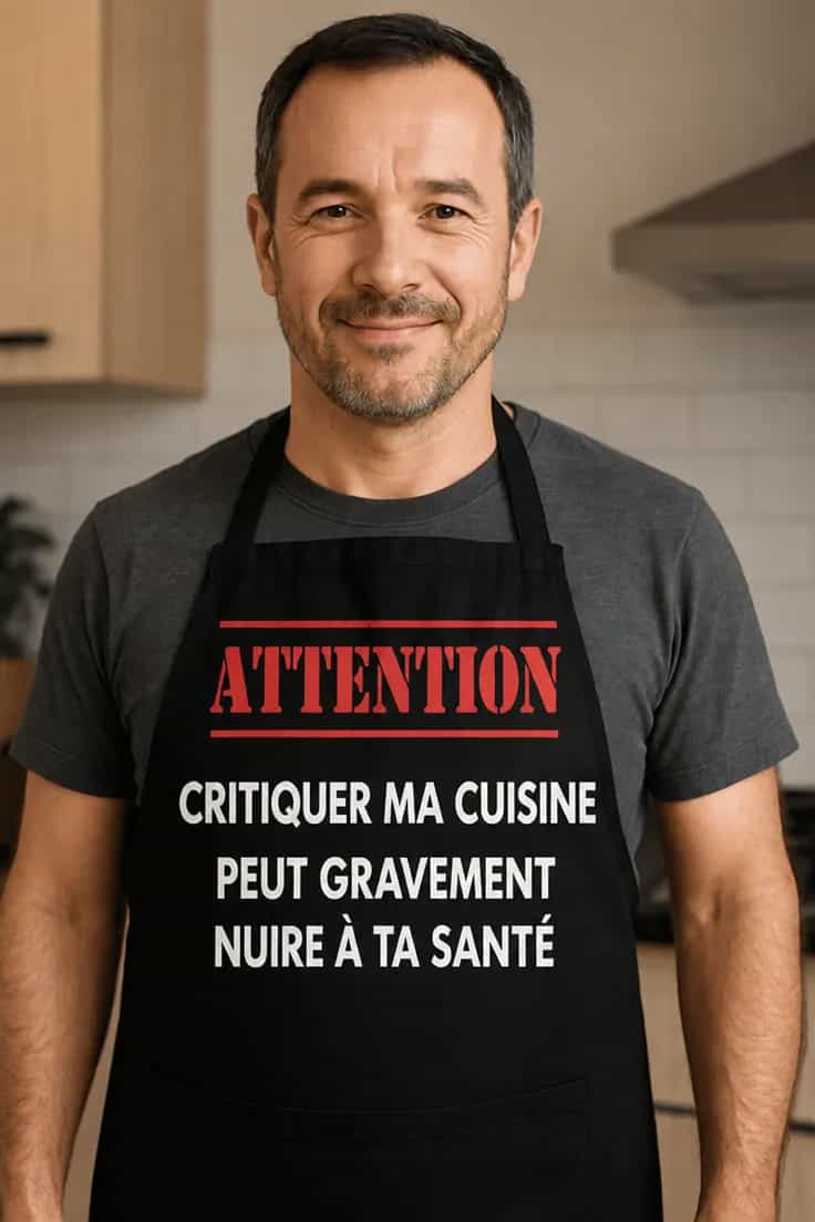 Tablier humoristique Attention critique ma cuisine