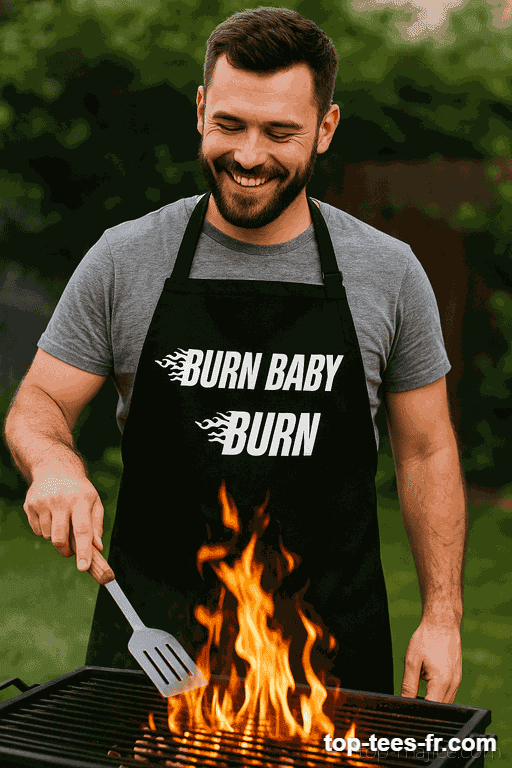 Tablier humoristique burn baby burn