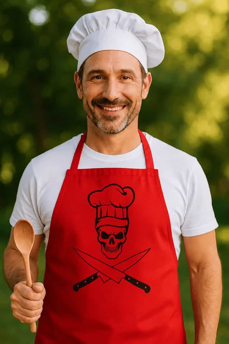 Tablier humoristique Chef squelette