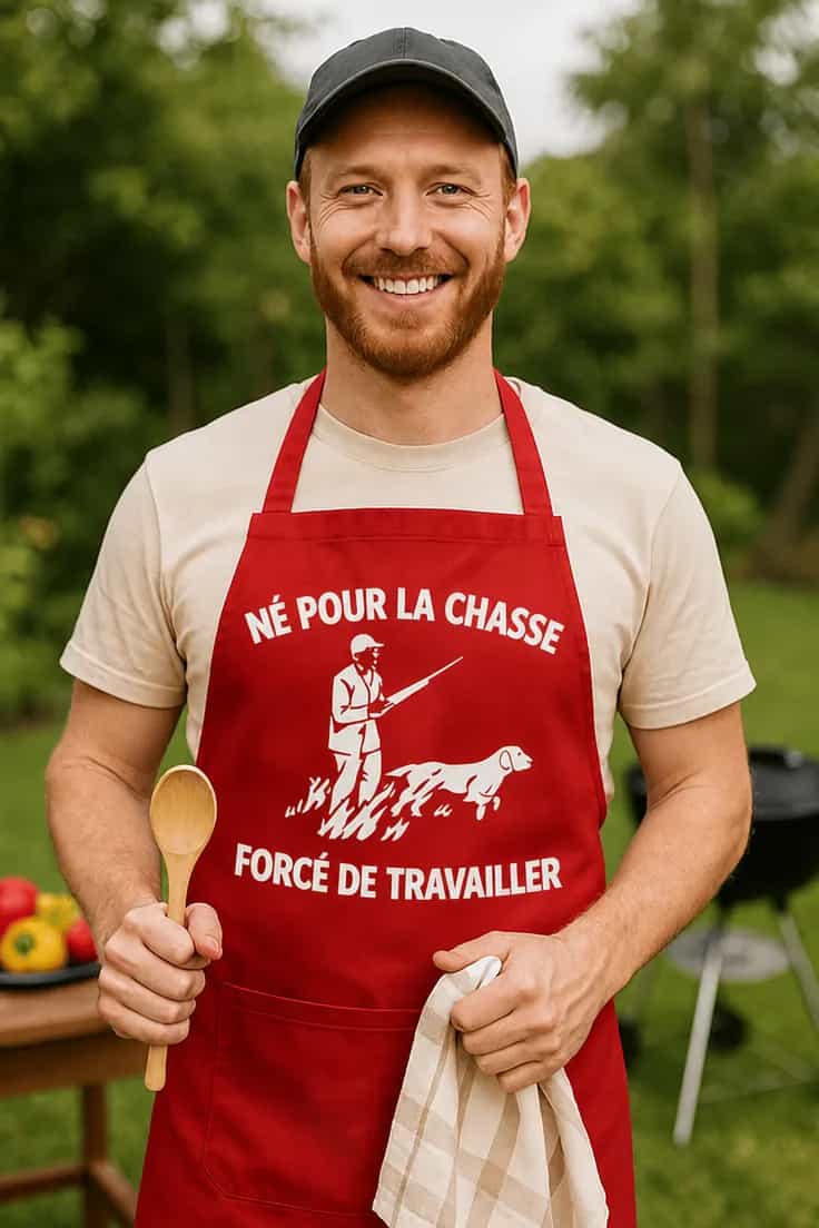 Tablier humoristique NĂ© pour la chasse