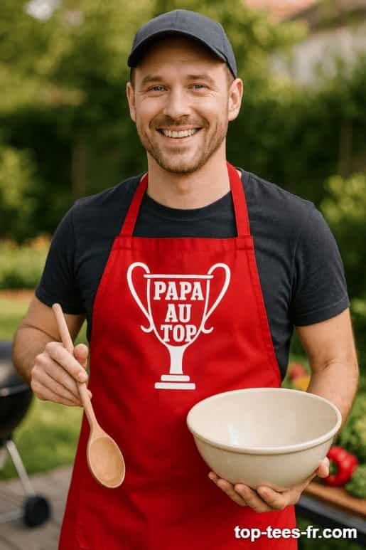 Tablier humoristique papa au top