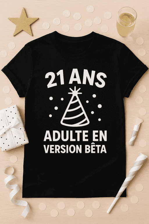 T-shirt 21 ans, adulte en version bêta
