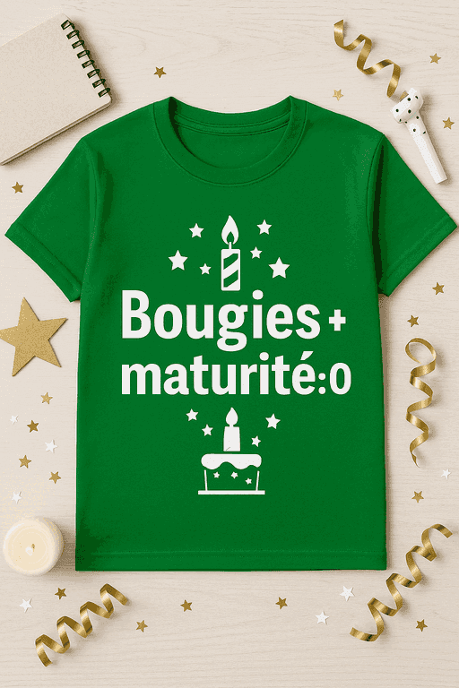 T-shirt Bougies : +1, Maturité : 0