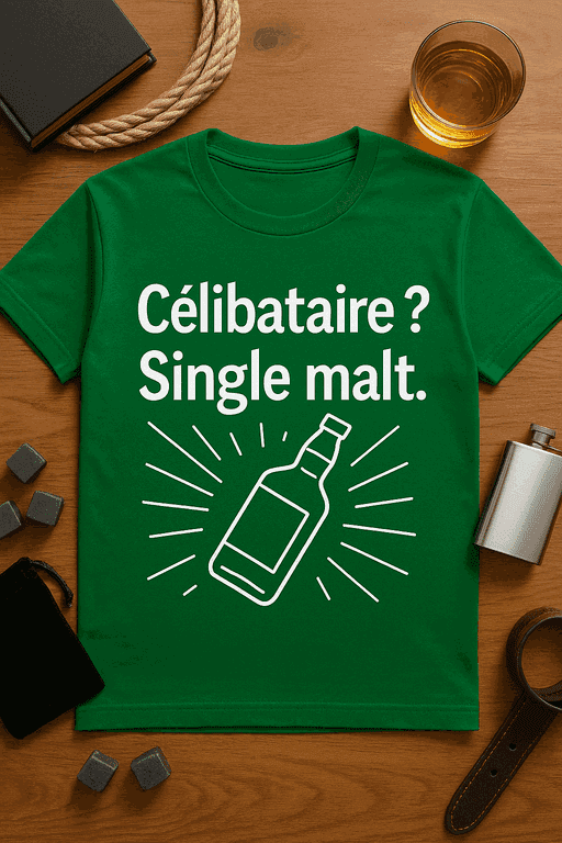 T-shirt Célibataire ? Single malt.
