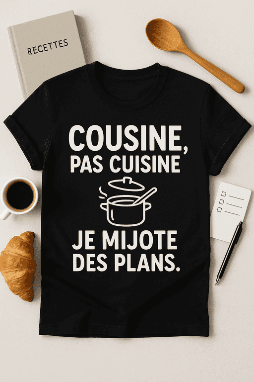 T-shirt Cousine, pas cuisine - je mijote des plans