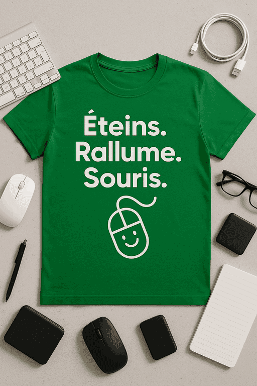 T-shirt Éteins. Rallume. Souris.