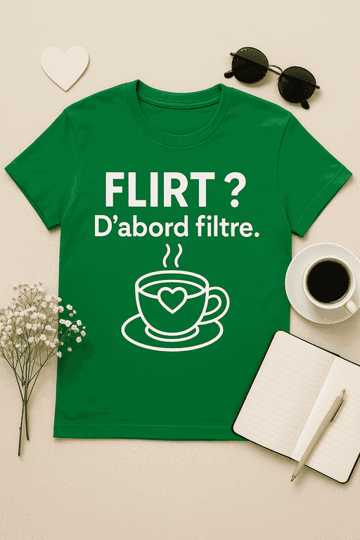 T-shirt "Flirt? D’abord filtre."