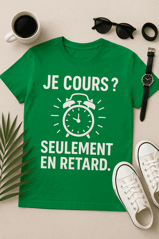 T-shirt humour - Je cours ? Seulement en retard.