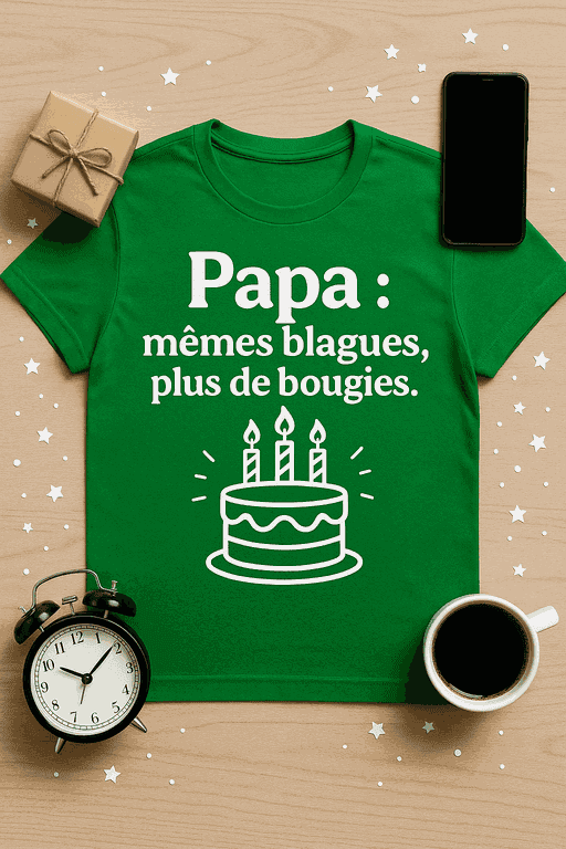 T-shirt Papa : mêmes blagues, plus de bougies