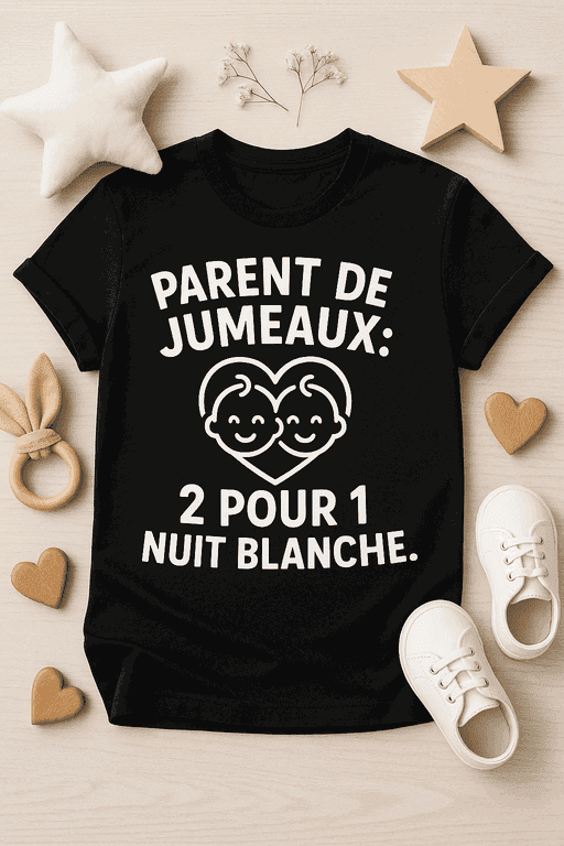 T-shirt Parent de jumeaux : 2 pour 1 nuit blanche