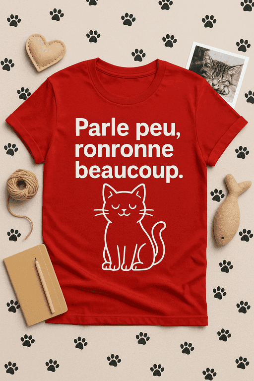 T-shirt Parle peu, ronronne beaucoup