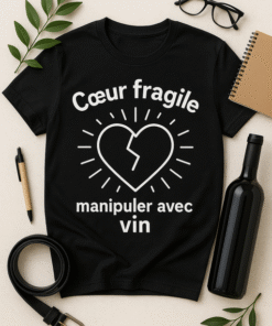 T-shirt Cœur fragile : manipuler avec vin