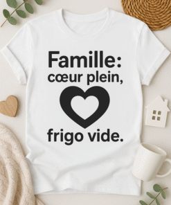 T-shirt Famille : cœur plein, frigo vide