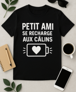 T-shirt Petit ami : se recharge aux câlins