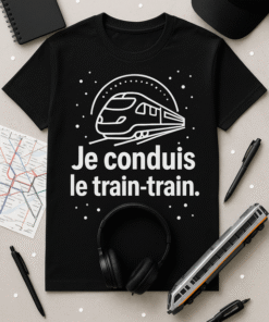 T-shirt Je conduis le train-train
