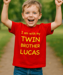 I am with my TWIN BROTHER LUCAS (prénom au choix) - T-shirt enfant