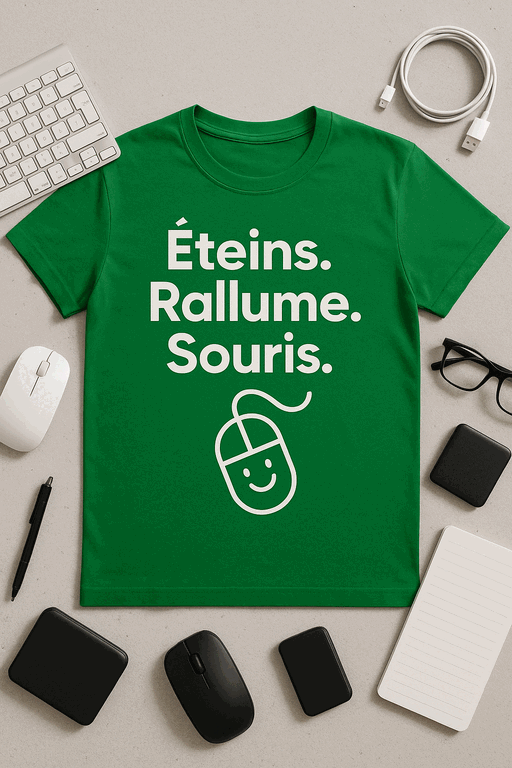 T-shirt Éteins. Rallume. Souris.
