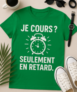 T-shirt humour - Je cours ? Seulement en retard.