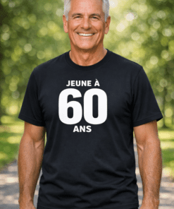 T-shirt drôle JEUNE À 60 ANS
