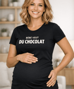 T-shirt de grossesse « Bébé veut DU CHOCOLAT »
