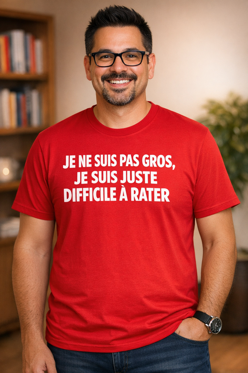 T-shirt drôle « Je ne suis pas gros, je suis juste difficile à rater »
