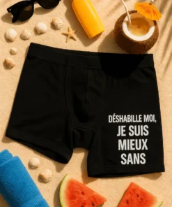 Boxer humoristique Déshabille moi mieux sans, idée cadeau anniversaire ou EVG drôle
