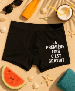Boxer humoristique Première fois gratuite pour cadeau anniversaire ou EVG