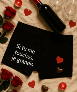 Boxer humoristique Si tu me touches, idee cadeau anniversaire ou EVG