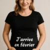 T-shirt de grossesse Arrivée en février, cadeau drôle et original pour annoncer bébé