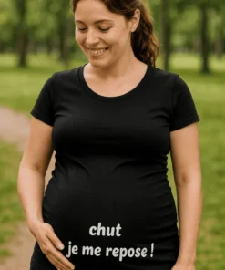 T-shirt de grossesse Chut je me repose, idée cadeau anniversaire pour future maman