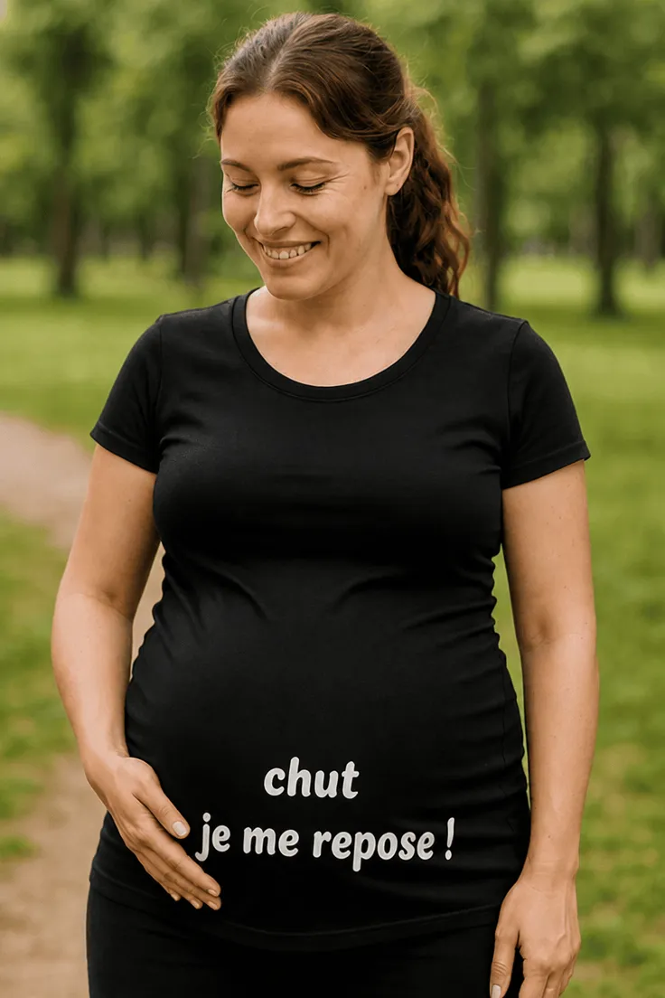 T-shirt de grossesse Chut je me repose, idée cadeau anniversaire pour future maman