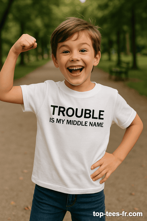 T-shirt enfant trouble is my middle name
