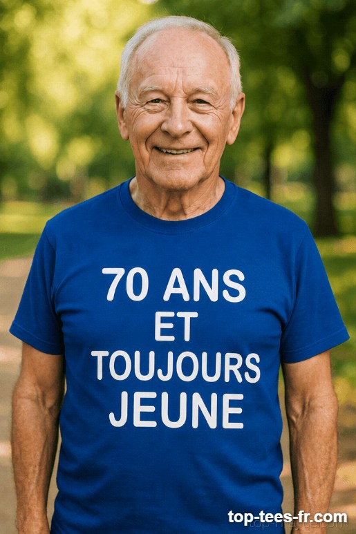 T-shirt humoristique 70 ans toujours jeune