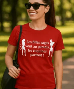 T-shirt humoristique Filles sages et coquines pour cadeau anniversaire ou EVJF