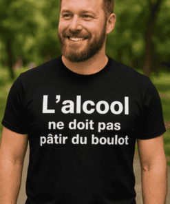 T-shirt humoristique l'alcool ne doit pas pâtir