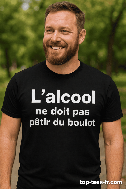 T-shirt humoristique l'alcool ne doit pas pâtir