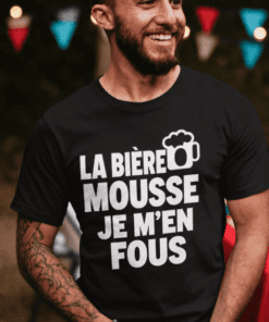 T-shirt humoristique la bière mousse je m'en fous