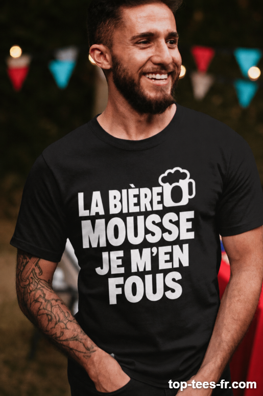 T-shirt humoristique la bière mousse je m'en fous