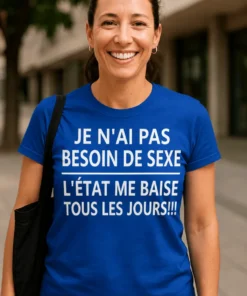 T-shirt humoristique État trop présent, idée cadeau anniversaire pour amateur d'humour politique