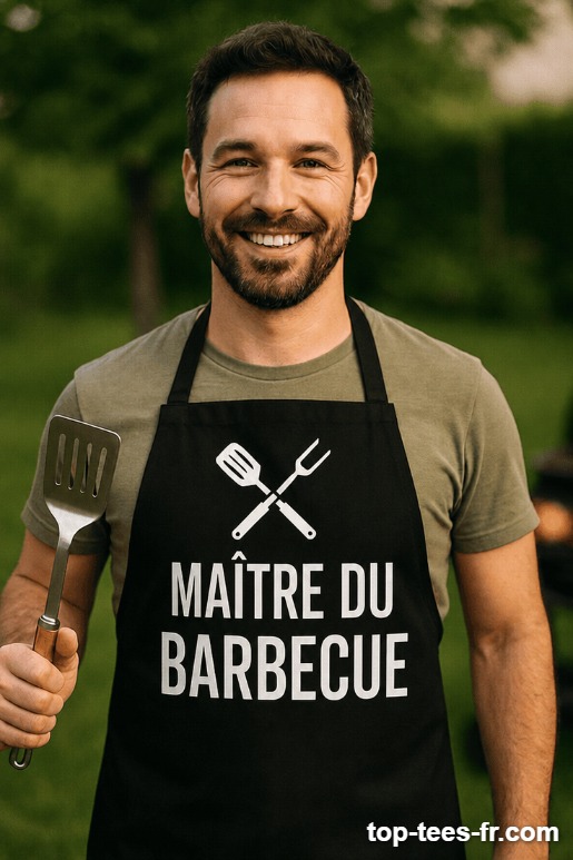 Tablier humoristique maître du barbecue
