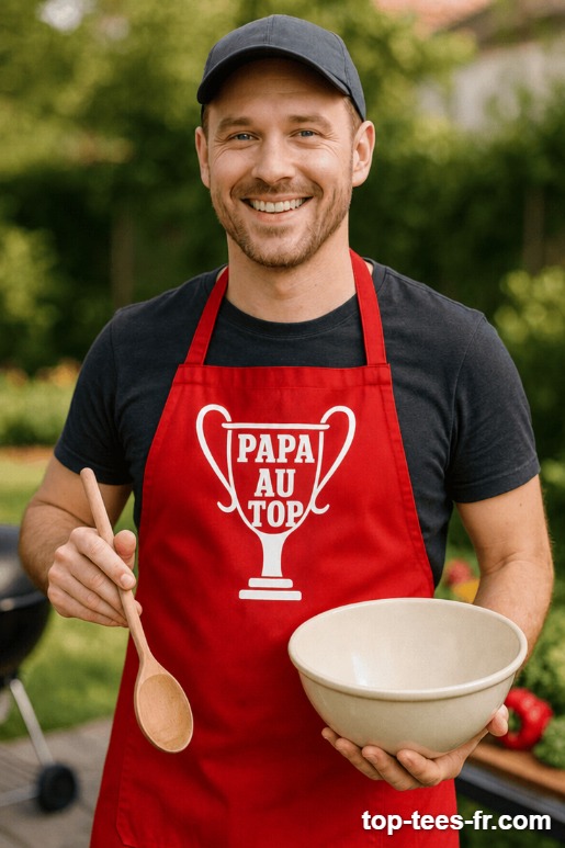 Tablier humoristique papa au top