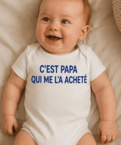 Body bébé Acheté par papa avec slogan C'EST PAPA QUI ME L'A ACHETÉ imprimé
