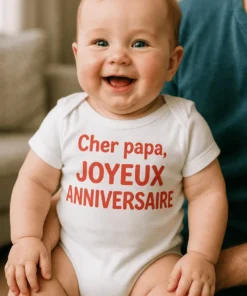 Body bébé Anniversaire personnalisé avec le message Cher papa, JOYEUX ANNIVERSAIRE