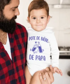 Body bébé Copain de bière de papa avec le texte POTE DE BIÈRE DE PAPA