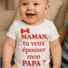 Body bébé Demande en mariage à papa avec message humoristique pour annonce surprise