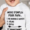 Body bébé instructions pour papa avec slogan humoristique pour cadeau jeune papa