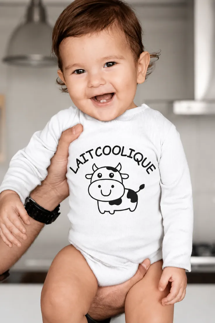 Body bébé drôle LAITCOOLIQUE imprimé pour cadeau naissance amusant