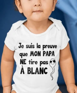 Body bébé Papa tire à blanc avec slogan humoristique pour cadeau naissance