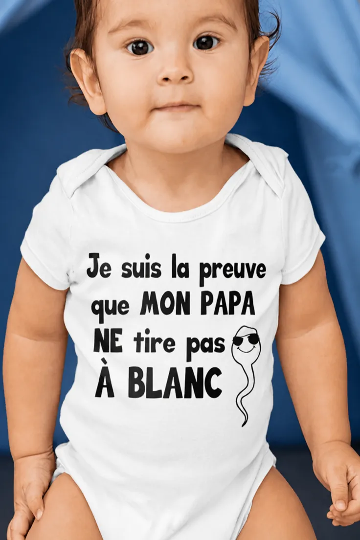 Body bébé Papa tire à blanc avec slogan humoristique pour cadeau naissance